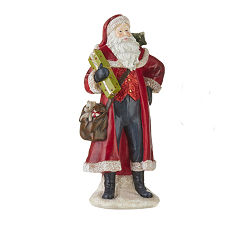 Santa with Satchel and Gift  25cm