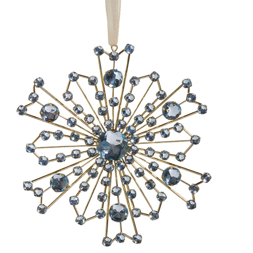 Ice Blue Jewel Snowflake Christmas Hanging Ornament