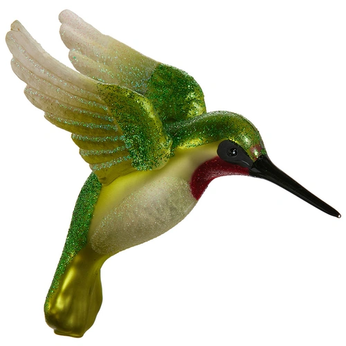 Green Glass Hummingbird Christmas Ornament 10cm