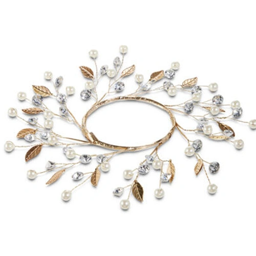 Pearl,  Jewel, Soft Gold Candle Wreath 15cm