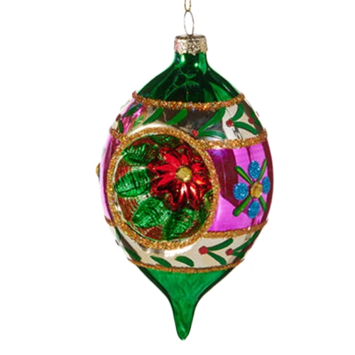 Retro Multicolour  Christmas Teardrop 14cm