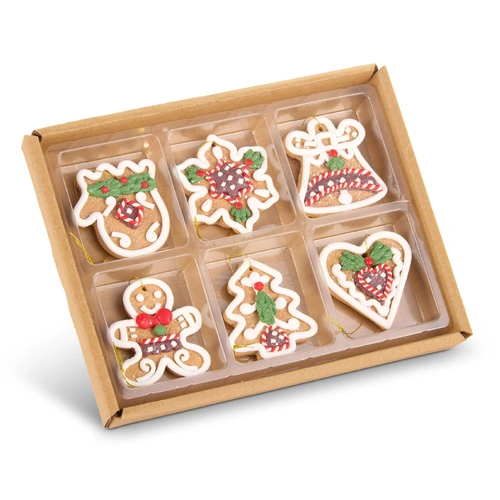 Iced Gingerbread Handing Christmas Decorations 6pk