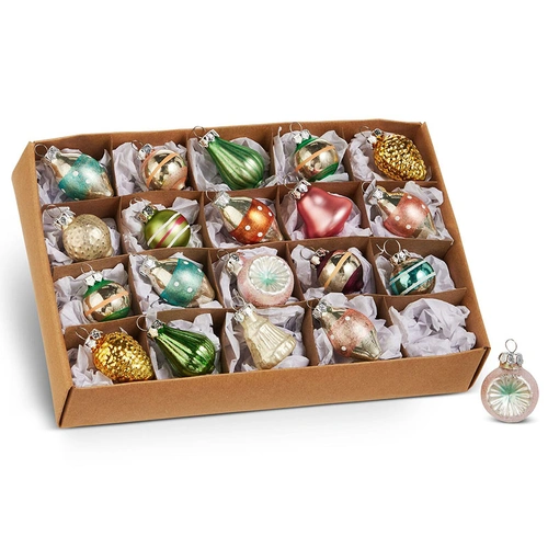 Pastel Retro Glass 2-3cm Ornaments 20pc
