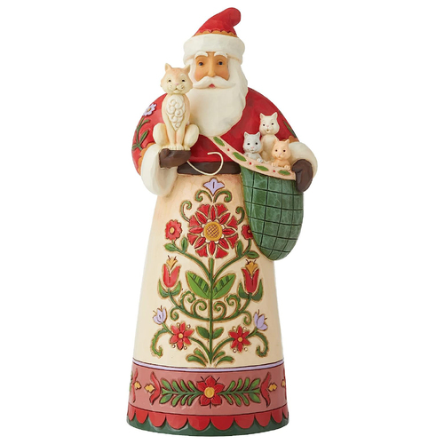 Festive Feline Surprises Santa Figure 25cm
