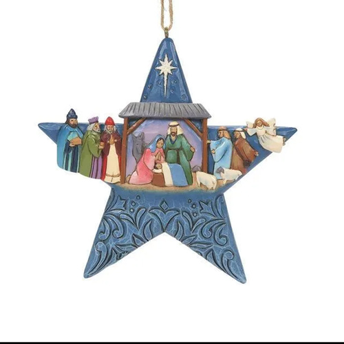 Nativity Star Hanging Christmas Ornament  11cm