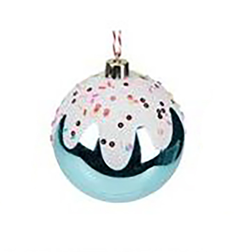 Blue Christmas Pudding Ball Hanging Decoration