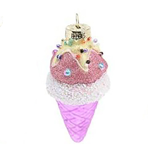 Magenta  Ice cream Glass Hanging Christmas Decoration