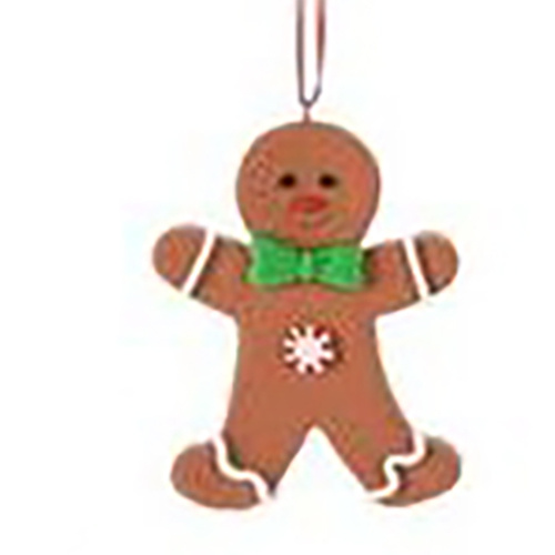 Gingerbread Person with  Green Bow Tie Hanging Christmas Decoration