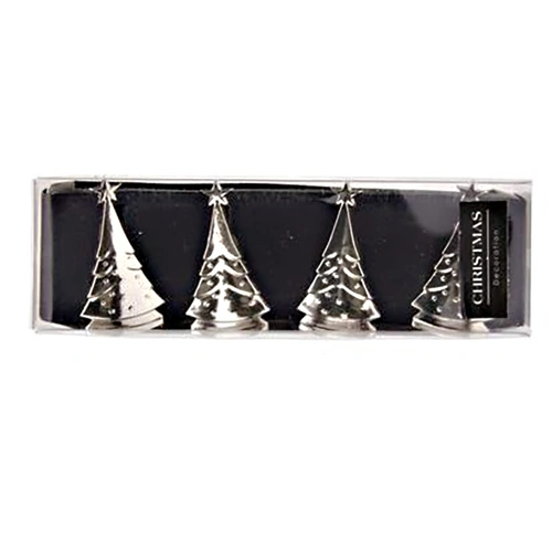 Silver Tree Napkin Ring 4pk